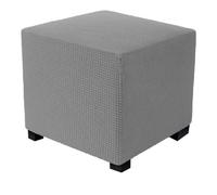 Light Gray Velvet Ottoman Cover - Square Stretch Knitted Slipcover for Storage Foot Stool Thick Elastic Bottom Durable & Stylish Protection for Home Décor Size L