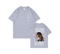 (Light Gray [White Label], L) Summer Mens Short Sleeve T-Shirts Ins Kanye Travis Scott Simple Print American Style Short Sleeve