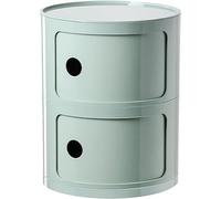 Light Green 13" Round Small Bathroom Cabinet - Plastic Bedside Nightstand with Slide Drawers Unique Storage End Table for Living Room Bedroom & Bathroom Use