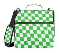 Light Green and White Checkered Plaid 1.5 Inch 3 Rings Binder with Zipper with Shoulder Strap Includes Zip Pocket School Binders Organizer Suitable for Middle School