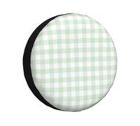 Light Green and White Checkered Spare Tire Cover, Adjustable Spare Tire Cover, 14-17 Inch Tire Cover for Trailers, SUVs, Trucks and Many