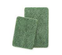 Light Green Bathroom Rugs Sets 2 Piece Thick Chenille Bath Mats | Absorbent and Washable Bath Rug Non-Slip, Plush and Soft Rugs for Bathroom Floor, Shower, Sink - 17" x 24"+20" x 32"