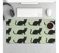 Light Green Cat Gaming Mouse Pad 12x24 Inch Desk Pad Protector Waterproof Non-Slip Rubber Base Keyboard Mat Extra Large Desktop Mat for Office Home Computer Laptop Table Accessory