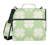 Light Green Clover Soft St. Patrick's 1.5-Inch 3-Ringing Zipper Binder Organizer with Handle and Removable Shoulder Strap Easy to Carry Documents Files Storage Bag for Middle School