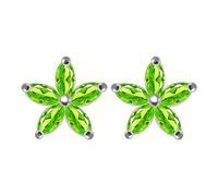 Light Green CZ Stone Daisy Flower 925 Sterling Silver Stud Earring