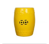 Light Green Decorative Ceramic Garden Stool - Solid Glazed Hollow Drum Side Table for Outdoor, Living Room, Patio, Balcony - Chinese Modern Traditional Design