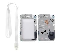 Light Green Dogs ID Card Holder with White Lanyard, ID Card Badge Holder, Vertical Cards Protector for Women, Vertical Cards Protector for Men, Delivery Driver Accessories Teacher Stuff