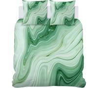 Light Green Duvet Cover Double - Super Soft Marble Bedding Double Bed Set - Abstract Striped Doublesided Comforter Cover with 2 Pillowcases - 200x200 cm Microfibre
