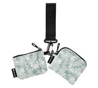 Light Green Flowering Branch Women's Coin Pouches Card Holder Small Portable Zipper Purse Wallet with Wristle Strap for Men Women 2 Packs, Light Green Flowering Branch, One Size