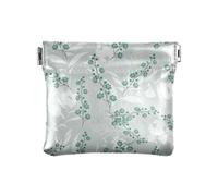 Light Green Flowering Branch Women's Leather Coin Purse Cute Personal Items Organizer for Women Boys Girls, Light Green Flowering Branch, 4.33"(L) x 3.74"(W) x 0.39"(H), Classic