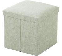 Light Green Folding Foot Stool Ottoman with Storage - Space-Saving Cube Footrest for Patio Bedroom Hallway - 30x30x30cm (12x12x12inch)