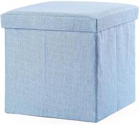 Light Green Folding Ottoman Footstool with Storage - Space-Saving Cube Foot Rest for Patio Bedroom Hallway - 30x30x30cm (12x12x12inch)