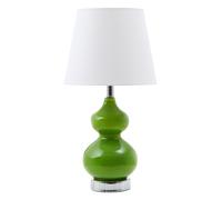 Light Green Glass Table Lamp With Chrome Base, Chrome Trim Round Table Lamp, Contemporary Glass Lighting Premier Housewares Green One Size