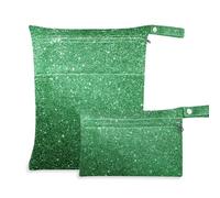 Light Green Glitter Starry washable bag for traveling 2 Pack travel essentials for babies with handles for daycare, beach