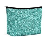 Light Green Glittering Makeup Bag Travel Makeup Bag,PU Leather Makeup Pouch,Cosmetic Bag for Purse,Portable Toiletry Bag,Indoor Makeup Bags for Women