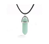 (Light Green) Hexagonal Column Pendant Necklace Natural Quartz Crystal Point Chakra Healing