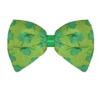 Light Green Irish St. Patrick's Day Elastic Bow Tie With Dark Green Shamrock Design