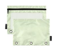 Light Green Large Zipper Pencil Pouches with Clear Window Binder Pencil case Big Capacity Binder 3 Rings for Classroom School Office Supplies Multicolored 2 PCS