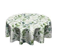 Light Green Leaf Round Tablecloth - Leaves Print Table Cloths 60 Inch Botanical Foliage Table Cover Decorative for Picnic Party Holiday Home