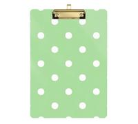 Light Green Polka Dot Speech Pathology clipboard Hard Board for Teacher Nursing Size 9 x 12 Gold