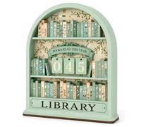 Light Green Reading Tracker Decor, Wooden Page Counter Bookshelf Ornament, Book Lover Gift for Home Office Study, Aesthetic Reading Log Desk Accessory for Bookworms Students Readers