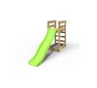 (Light Green) Rebo Add-on Wooden Platform with 6FT Slide for Wooden Garden Swing Sets