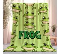 Light Green Throw Blanket for Kids Boys Girls, Cartoon Abstract Frog Letters Blankets Child Room Decor - Soft Fluffy Warm Blanket For Beds And Sofas Multiple Sizes 130 x 150 cm
