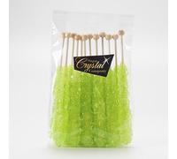 Light Green Watermelon Sugar Crystal Rock on a Stick 12 x Lollies - Individually Wrapped - Candy Buffet Favours Cake Decorating - Drink/Cocktail Swizzle Stick Stirrers