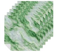 Light Green White Marble Texture Cloth Napkins Set of 6, Square Premium Reusable Washable Polyester Table Linen Napkin for Dinner Party