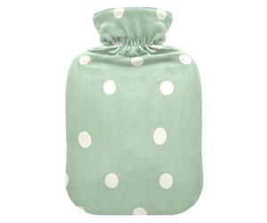 Light Green with White Dots hot Waterbottle with Soft Cover, 2L Warm Water Bottle for Bed for Tummy Warmer, Neck Shoulder Warmer, Bolsa de calor para Dolor Menstrual