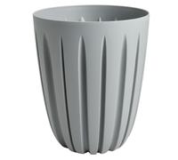 (Light grey, 1.8L (D:13.7cm H:16.8cm)) Round Flower Pot Planter with insert Grooved Plastic Indoor Outdoor