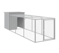 vidaXL Chicken Cage with Run Light Grey 110x405x110 cm Galvanised Steel, Grey