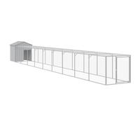 (light grey, 117 x 1017 x 123 cm) vidaXL Chicken Cage with Run Farm Chicken Run Coop Hen House Galvanised Steel