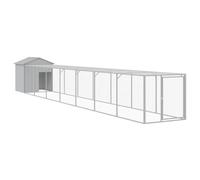 (light grey, 117 x 813 x 123 cm) vidaXL Chicken Cage with Run Farm Chicken Run Coop Hen House Galvanised Steel
