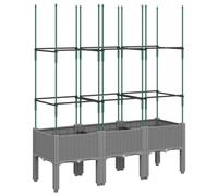 vidaXL Garden Planter with Trellis Light Grey 120x40x142.5 cm PP, Grey