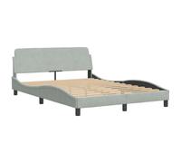 (light grey, 135 x 190 cm) vidaXL Bed Frame with Headboard Bedroom Bed Base Mattress Foundation Velvet