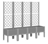 vidaXL Garden Planter with Trellis - 160x40x142cm Light Grey PP, Rattan-Look, Elevated, Spacious, Ideal for Outdoor, Patio, Deck