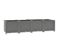 vidaXL Raised Bed in Light Grey - Large, Spacious Polypropylene Plant Box with Rattan-Look Design