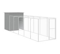 (light grey, 165 x 659 x 181 cm) vidaXL Dog House Dog Kennel with Run Dog Cage Anthracite Galvanised Steel