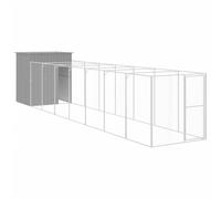(light grey, 165 x 863 x 181 cm) vidaXL Dog House Dog Kennel with Run Dog Cage Anthracite Galvanised Steel