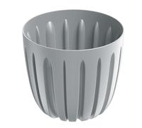 (Light grey, 2.4L (D16.8 x H14.6cm)) Round Flower Pot Planter Grooved Texture Plastic Indoor Outdoor Matt Strong Matt