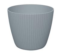 (Light grey, 2.8L (W178mm x H149mm)) Flowerpot Planter Pot Cover Vertical Groove Textured Plastic Indoor Outdoor Deco