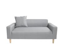 (Light Grey) 2 Seater Compact Sofa in a Box, Grey, Wooden Legs