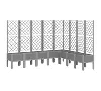 vidaXL Garden Planter with Trellis Light Grey 200x160x142 cm PP, Grey