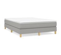 vidaXL Box Spring Bed Frame Light Grey 135x190 cm 4FT6 Double Fabric, Grey