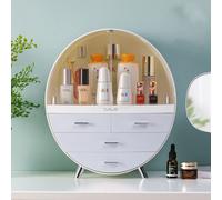 (Light Grey-4 Drawer) Cosmetic Jewelry Box Drawers Dressing Table Makeup Storage Organiser Dustproof