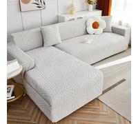 Light Grey 4 Seater Corner Sofa Cover Soft Comfortable Fabric Protector for Leather Couch Dustproof Slipcover for Living Room Fits 235 300cm Chaise Longue