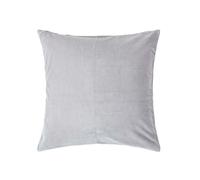 HOMESCAPES Light Grey Velvet Cushion Cover Super Soft Cotton Velvet Luxury Square Scatter Cushion Silver Accent Throw Pillow for Sofa and Bed Decoration with Hidden Zipper, 40 x 40cm