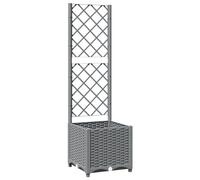 vidaXL Garden Planter Light Grey with Trellis – Polypropylene Outdoor Pot for Patio & Garden