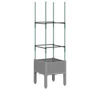 vidaXL Garden Planter with Trellis Light Grey 40x40x142.5 cm PP